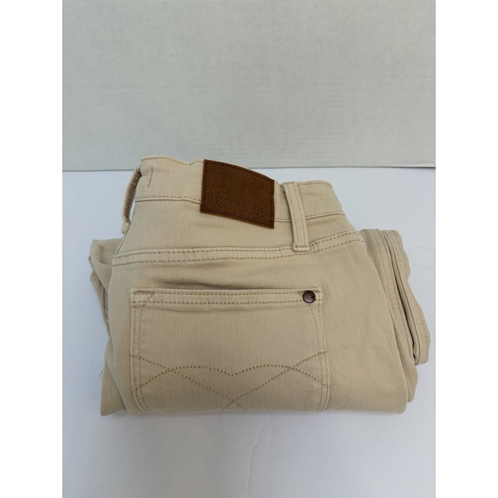 Judy Blue Jeans 15/32 Garment Dyed Beige High Rise Crop Raw Frey Hem #88802 C